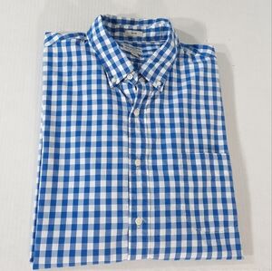 J Crew Slim Stretch Secret Wash Organic Cotton Long Sleeve Gingham Shirt